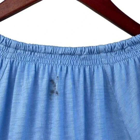 LL Bean Women's Size Small Tee Short Sleeves Split Neck with Drawstring Blue​​​‎ - Picture 3 of 6